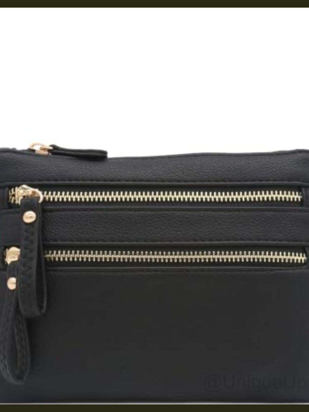 Multi Zipper Pocket Small Wristlet Crossbody Bag Faux Leather